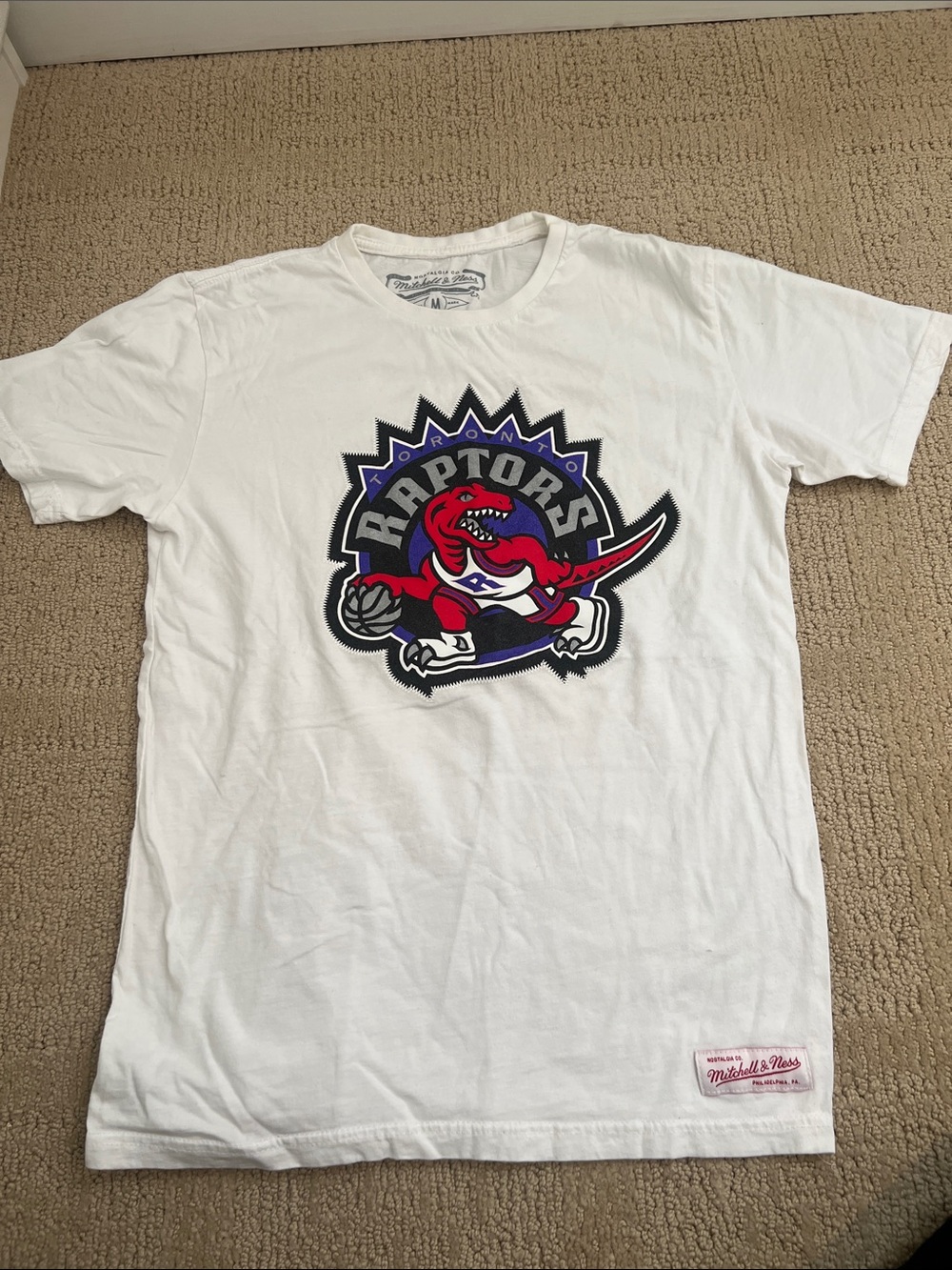 Mitchell & Ness White Toronto Raptors Vintage Logo Tee